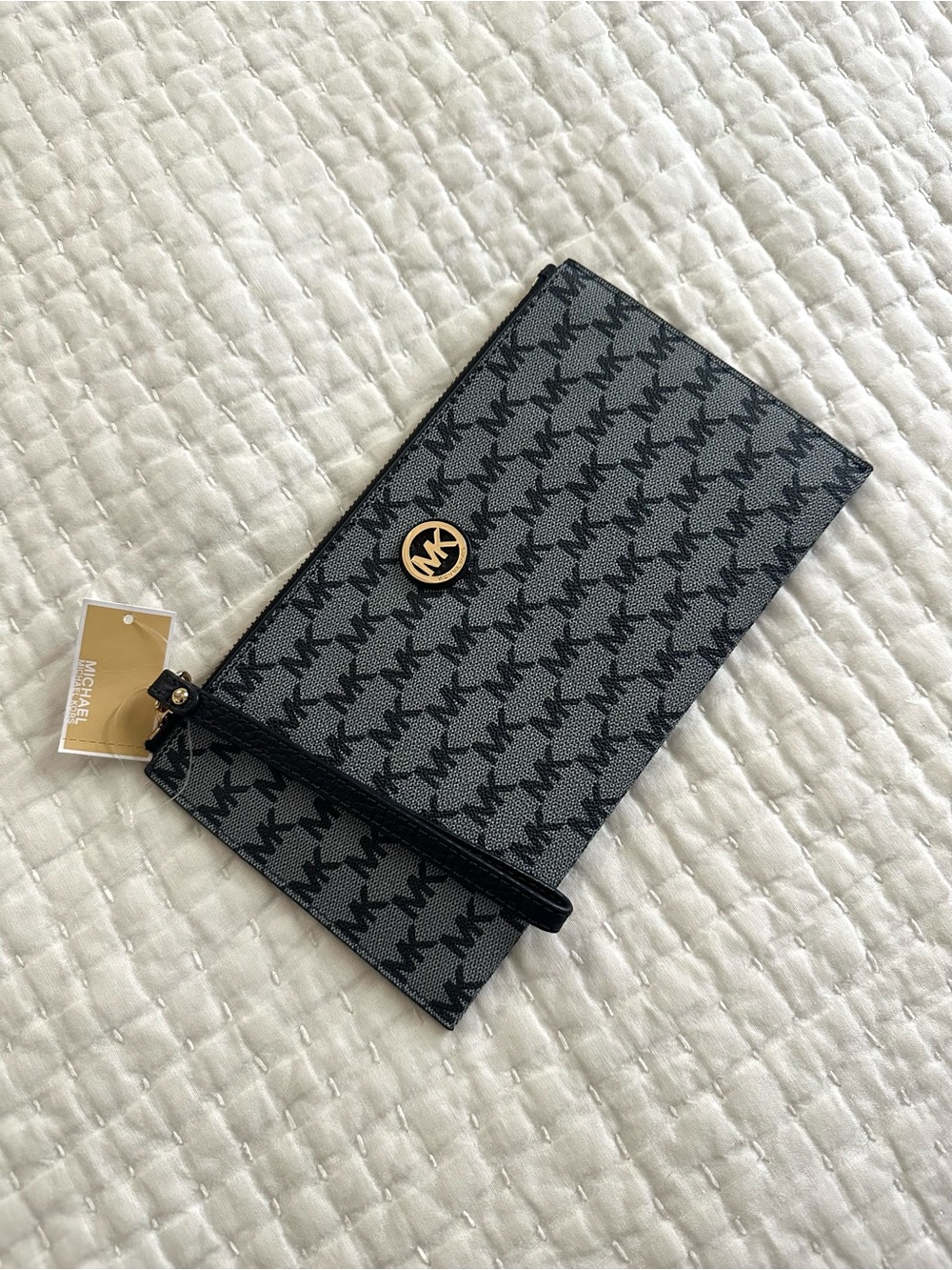 Michael Kors Fulton Logo Wristlet Large Navy